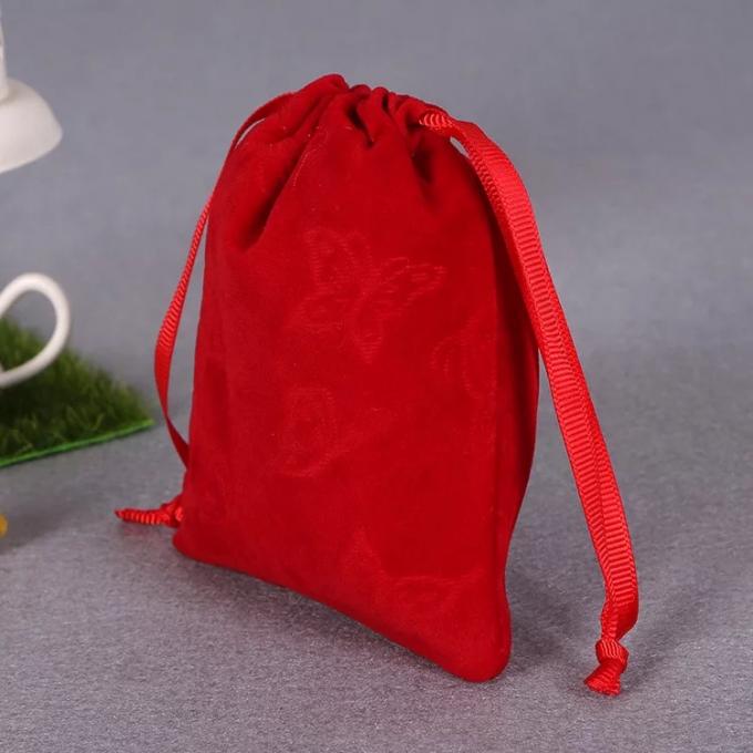 Saco de cordão vermelho impresso do algodão, grande saco da lavanderia do cordão da lona