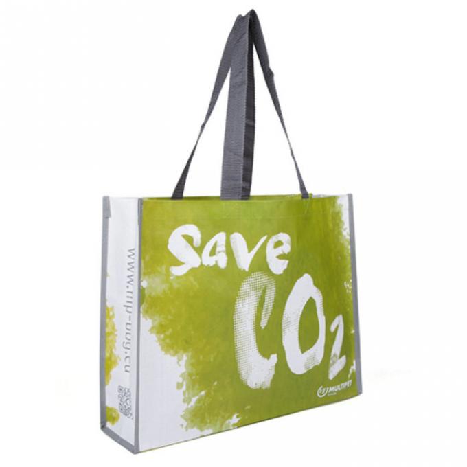 Forma verde sacola tecida, sacos de compras tecidos reciclados do polipropileno