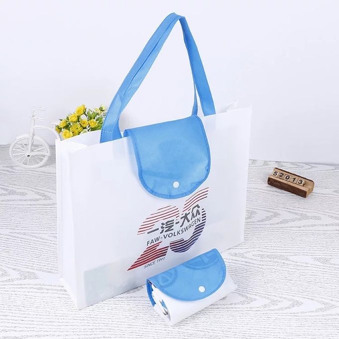 Dobrável recicle o saco de compras dobrável/sacos de mantimento de dobramento azuis